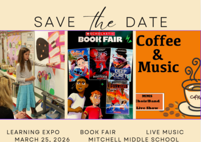 Save the date
Coffee and music
Learning expo, march 25
Book fair
